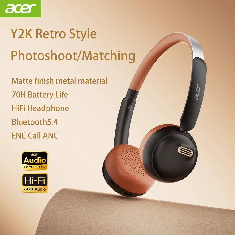 Retro Gaming Headset - Беспроводные Bluetooth-наушники Acer OHW111 в ретро-стиле,