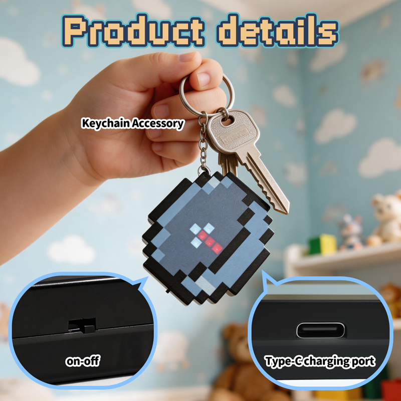 Retro Gaming Keychain - Новинка 2026: Перезаряжаемый портативный ретро-аксессуар для